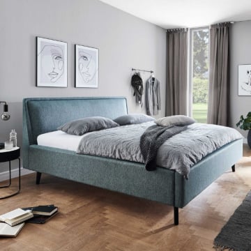 Tweepersoonsbed Estee 160x200 met opbergruimte - blauw/zwart