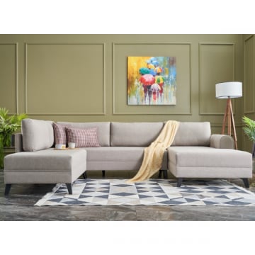 Hoekzetel Balcab Home | 300 x 202 x 78 cm | Lichtbeige