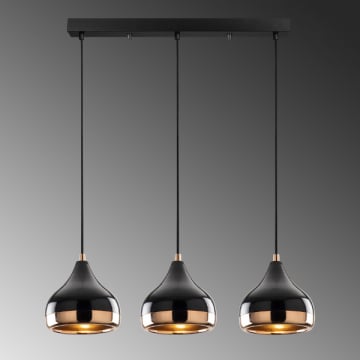 Opviq Kroonluchter | Metalen Behuizing, In Hoogte Verstelbaar | 67x17cm | Zwart Koper