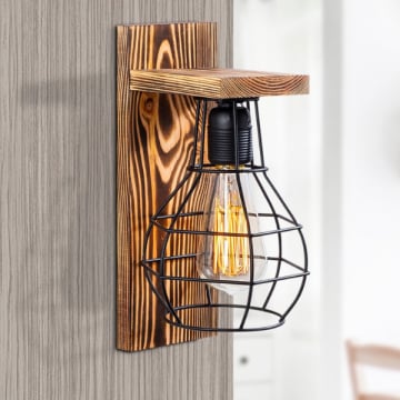 Lustro Houten Wandlamp 16x16cm, 30cm Hoogte