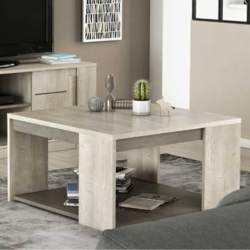Salontafel Anita-champagnekleurige eik/beige beton