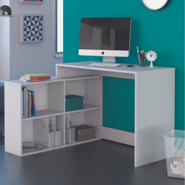 Hoekbureau Coralie-mat wit