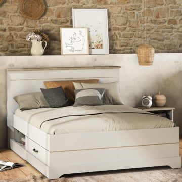 Bed Charme 160x200 cm-Kronberg eik/structuurwit