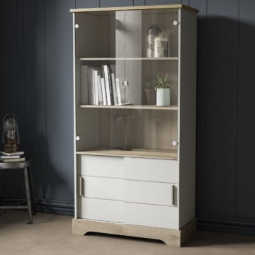 Vitrinekast Charme-Kronberg eik/structuurwit