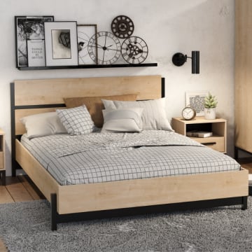 Bed Craig 160x200 cm-Hamilton eik/matzwart