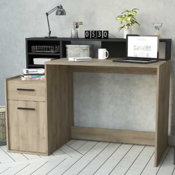 Bureau Delfien-Kronberg eik/Sidewalk zwart