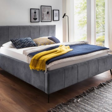 Tweepersoonsbed Lizzie 180x200cm met opbergruimte - antraciet