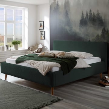 Tweepersoonsbed Madras 180x200cm ribfluweel - donkergroen