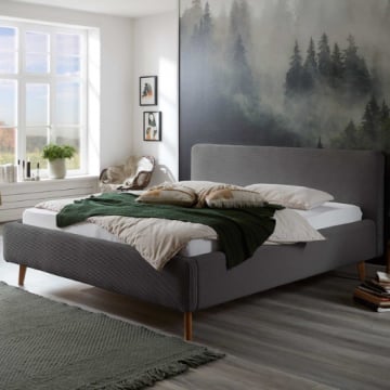 Tweepersoonsbed Madras 180x200cm ribfluweel - grijs