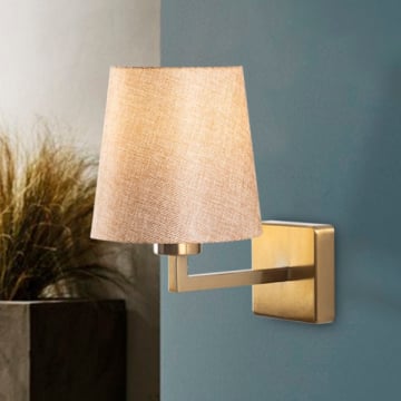 Wandlamp Sharifa | Metalen kap | Stoffen kap | 18 x 24 cm