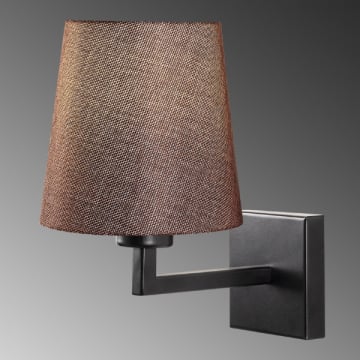 Sharifa Wandlamp | Metalen Behuizing | Stoffen Kap | 18x24 cm | IP20 | Kleur: Zwart Bruin