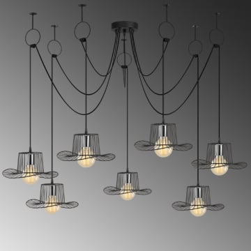 Opviq IJzeren kroonluchter | Dia 158cm | Ht 122cm | Verstelbaar en IP20 | Zwart