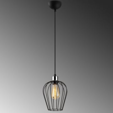 Opviq Kroonluchter | 20cm Diameter | 116cm Hoogte | Verstelbare Hoogte | IJzeren Behuizing | Zwart