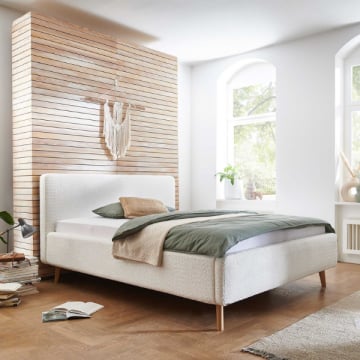 Tweepersoonsbed Dalila 160x200cm teddystof - wit