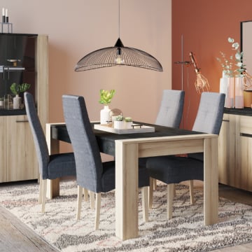 Eettafel Shane 170 x 90 cm-Kronberg eik/Sidewalk zwart