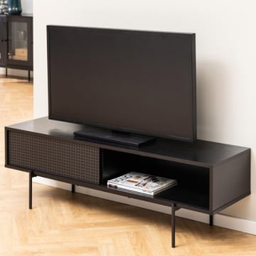 Tv-kast Angus 140 cm met schuifdeur - zwart
