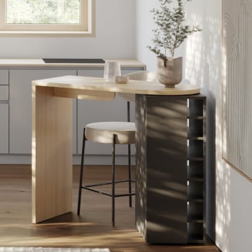 Roterende bartafel Laury-zwart/eik
