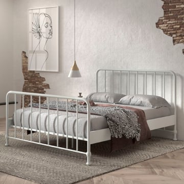 Tweepersoonsbed Bronxx metaal 160x200 - mat wit