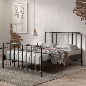Tweepersoonsbed Bronxx metaal 160x200 - mat zwart