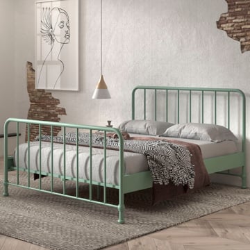 Tweepersoonsbed Bronxx metaal 160x200 - mat olijfgroen