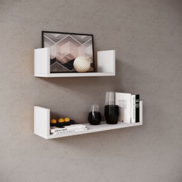 Set van 2 wandplanken 40x14.5 cm en 60x14.5 cm Britta-wit