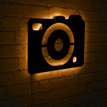 Decoratieve LED Verlichting | Zwart MDF Voet | Geel | 40 x 30 cm