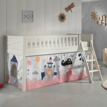 Halfhoogslaper Scottie 90x200 cm met prinses Sophie-speelgordijn-wit