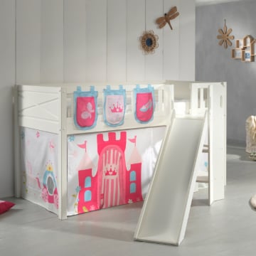 Halfhoogslaper Scottie 90x200 cm Prinses 2 met glijbaan-wit