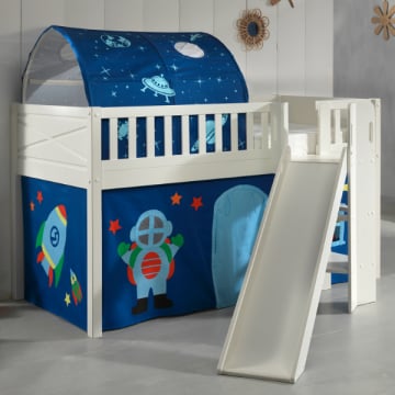 Halfhoogslaper Scottie 90x200 cm Astronaut 1 met glijbaan-wit