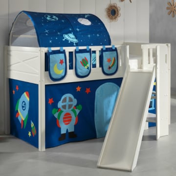 Halfhoogslaper Scottie 90x200 cm Astronaut 3 met glijbaan-wit