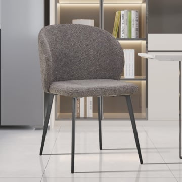 Stoel Toledo Bouclé Grijs | Metalen Poten | H80 x B51 x D55 cm