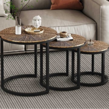 Alicia 3-Delige Zonnegouden Salontafel Set