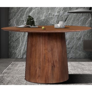 Ronde lichtbruine tafel Miguel | Massief mangohout | 76H x 130B x 130D cm