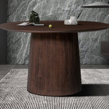 Ronde donkerbruine tafel Miguel | Massief mangohout | 76H x 130B x 130D cm