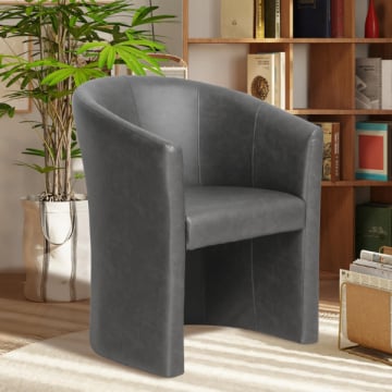 Charlie' PU donkergrijze Kuipstoel | H-H 81 x B-L 64 x D-P 62 cm