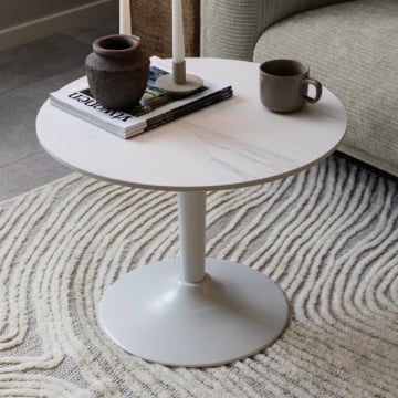 Malta Ronde Salontafel - Wit Keramiek en Staal
