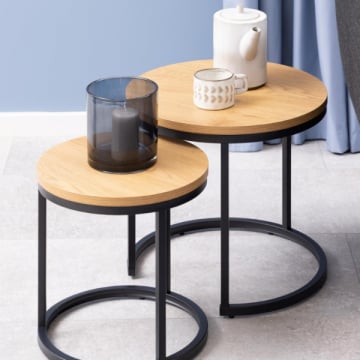 Set van 2 salontafels Spiro - zwart/wilde eik