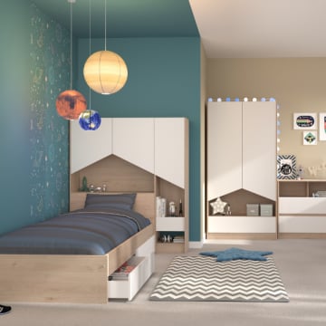 Kinderkamer Shelby 2- eik/wit