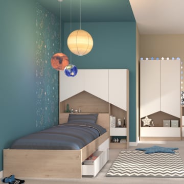 Kinderkamer Shelby 3- eik/wit