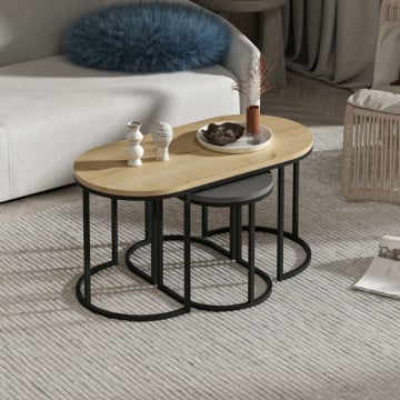 Bijzettafel Woody Fashion - 45x90x45 cm - Eik/antraciet