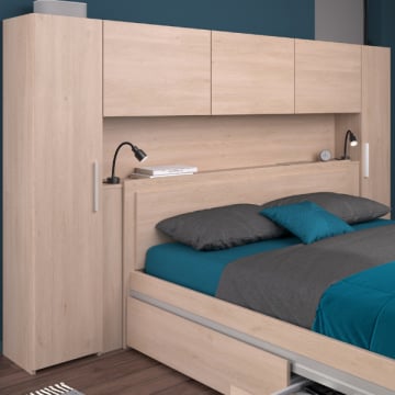 Bedbrug Ekko 230cm met vijf deuren - eikdecor
