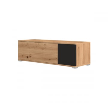 Tv-meubel Unique - 111x38x32 cm - Zwart/eik