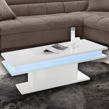 Salontafel Little Big | Inclusief verlichting | 100 x 55 x 42 cm | High Gloss White