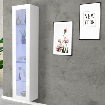 Vitrinekast Natasha | 40 x 30 x 180 cm | High Gloss White