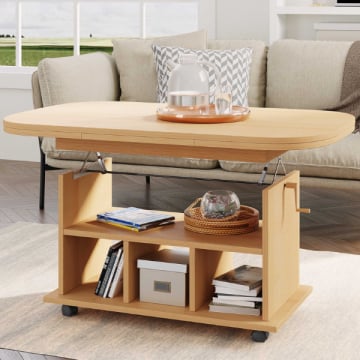 Salontafel Ziba 107/157x67x53/63 cm-beuk
