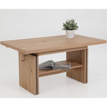 Salontafel Hilmara 110/165x67x56/66 cm-artisanale eik