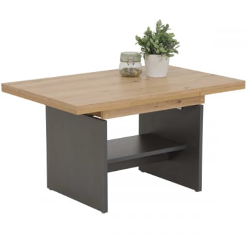 Salontafel Marcella 90/142x68x47/57 cm-artisanale eik/antraciet