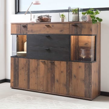 Buffetkast Atnalta 155x40 cm-Oldwood/verbrand hout