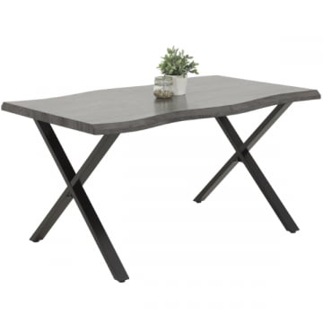 Eettafel Gerdi 180x100 cm-grijs met boomrand 