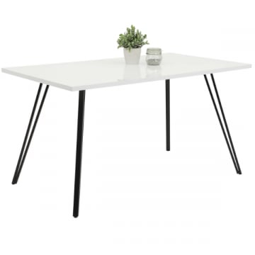 Eettafel Jenna 140x80 cm-hoogglans wit 